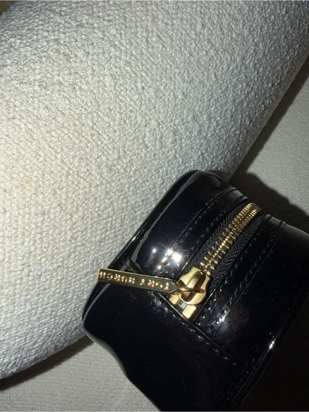 Tory Burch Black Patent Logo Pouch